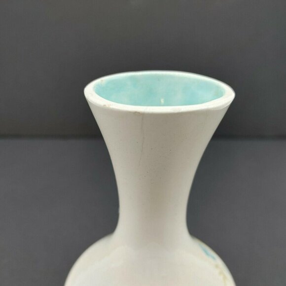 Ceramic Vase With Blue Floral Design & Turquoise Interior Marked Anna 1972 VTG - Picture 6 of 9